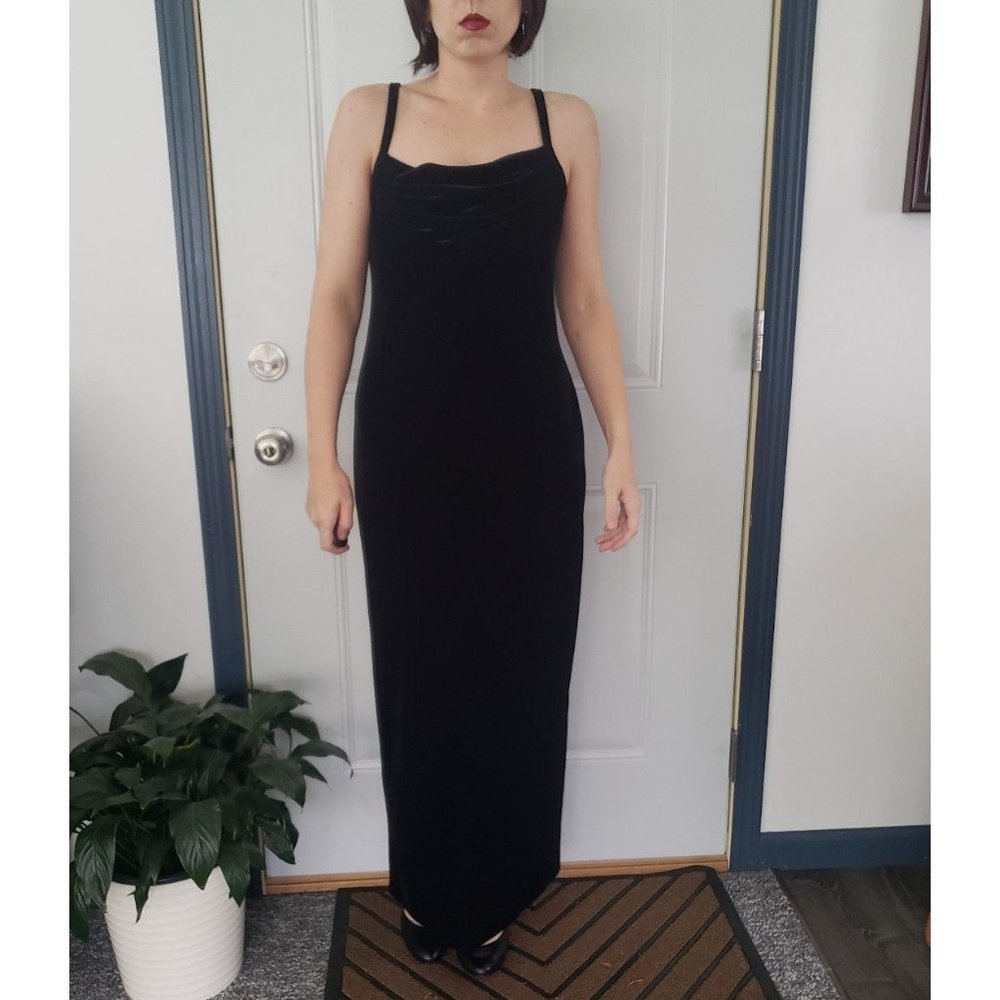 90s/Y2K Slinky Black Velvet Dress and Jacket